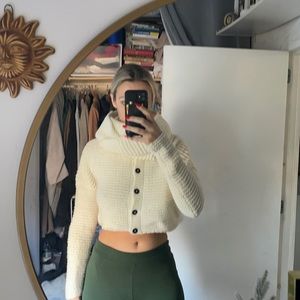 Shawl neck wool sweater